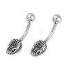 Snake Head 316 Surgical Stainless Steel Cubic Zirconia Belly Button Rings EJEW-G416-16AS-01-4