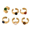 Round Natural Mixed Stone Finger Rings RJEW-Q822-03G-1