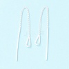 999 Fine Silver Long Chain Bar Dangle Stud Earrings EJEW-I260-45S-3