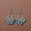 Bohemian tassel turquoise earrings JU8957-9-1