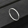 925 Sterling Silver Flat Beaded Finger Rings for Women RJEW-NH0002-01D-S-1