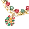 5Pcs 5 Styles Christmas Alloy Enamel Multi-strand Bracelets for Women BJEW-JB12079-4