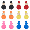 FIBLOOM 6 Pairs 6 Colors Spray Painted Alloy Dangle Stud Earrings for Women EJEW-FI0002-84-1