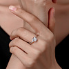 Flat Round Rhodium Plated 925 Sterling Silver Moissanite Finger Rings for Women WG84544-16-2