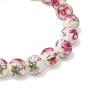 Handmade Flower Printed Porcelain Ceramic Beaded Stretch Bracelets BJEW-JB11910-01-4