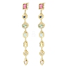 Rectangle with Teardrop Brass Micro Pave Cubic Zirconia Dangle Stud Earrings EJEW-G452-10G-4