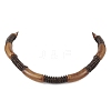 12MM Two Tone Acrylic & CCB Plastic & Coconut Curved Tube Beaded Necklaces for Women NJEW-JN05373-03-2