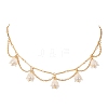 Shell Pearl & Acrylic Flower Bib Pendant Necklaces X1-NJEW-TA00169-1