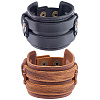2Pcs 2 Colors Cowhide Cord Wide Cord Bracelets BJEW-CL0001-40-1