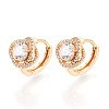 Brass Micro Pave Clear Cubic Zirconia Flower Hoop Earrings EJEW-T048-43G-1