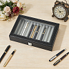 Black PU Leather Pen Organizer Boxes with Clear Glass Visible Window Lid CON-WH0107-129B-4