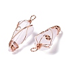 Natural Quartz Crystal Copper Wire Wrapped Big Pendants G-B073-02RG-04-2