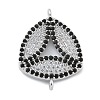 Rack Plating Brass Micro Pave Clear & Black Cubic Zirconia Triangle Connector Charms KK-A234-076P-1