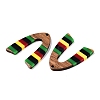 Jamaican Colour Epoxy Resin & Walnut Wood Pendants RESI-N039-122Q-2