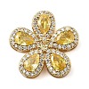 Brass Pave Cubic Zirconia 5-Petal Flower Multi-Strand Links KK-I276-30G-01-1