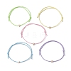 5Pcs 5 Colors Brass Star Braided Bead Bracelet BJEW-JB09737-04S-1