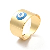 Enamel Evil Eye Open Cuff Rings RJEW-P042-02G-01-1