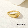 Brass Micro Pave Clear Cubic Zirconia Cuff Open Rings FS-WG9AEF2-02-1