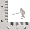 Brass Micro Pave Cubic Zirconia Stud Earring Findings with Loops CU-CBA1682-02P-3