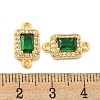 Brass Pave Clear & Green Cubic Zirconia Connector Charms KK-P275-45G-3