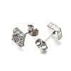 304 Stainless Steel Rhombus Stud Earrings for Women EJEW-M028-06S-2