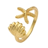 Brass Open Cuff Rings for Women RJEW-G341-04G-01-4