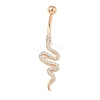 Snake Brass Micro Pave Clear Cubic Zirconia Curved Barbell Belly Rings AJEW-L099-03G-2