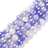 Round Natural Electroplated Blue Agate Beads G-P447-A02-01-1