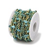 Brass Enamel & Synthetic Turquoise Link Chain CHC-A009-02G-3