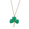 Natural Malaysia Jade Dyed Shamrock Pendant Necklace NJEW-JN05023-02-1