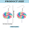 2 Pairs Lollipop Polymer Clay Dangle Earrings for Women EJEW-LP0001-49-2