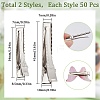 100Pcs 2 Styles Iron Flat Alligator Hair Clip Findings IFIN-SC0001-65-2