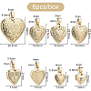 BENECREAT 8Pcs 8 Style Brass Locket Pendants KK-BC0004-42-2