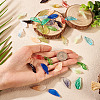 75Pcs 15 Colors Transparent Glass Leaf Pendants GLAA-TA0003-30-7