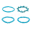 FIBLOOM 4Pcs 4 Style Synthetic Turquoise Beaded Stretch Bracelets Set BJEW-FI0001-82-1