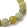 Frosted Natural TaiWan Jade Round Beaded Stretch Bracelets for Women Men BJEW-JB11478-03-4