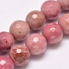 Faceted Natural Rhodonite Round Bead Strands G-M289-02-6mm-1