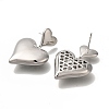 Brass Heart Stud Earrings for Women EJEW-U026-04P-2