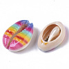 Printed Natural Cowrie Shell Beads X-SSHEL-R047-01-A06-3