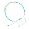 Elegant Natural Gemstone & Glass Seed Round Beads Braided Beaded Bracelets for Women HW1161-1-1