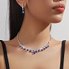 Teardrop Alloy Rhinestone Pendant Necklace & Stud Earring FS-WG7372C-01-2