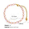 Elegant European 5.8MM Round Cat Eye Beaded Bracelets with Stainless Steel End Chains for Women QL5460-3-1