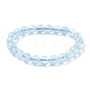 Natural Aquamarine Round Bead Stretch Bracelets for Men Women BJEW-U034-01D-02-4