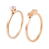 Bowknot 304 Stainless Steel Finger Ring Set for Women RJEW-C086-29-RG-1
