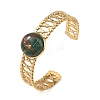 Synthetic Bronzite and Malachite Half Round 304 Stainless Steel Hollow Cuff Bangle for Women BJEW-JB14491-01-3