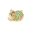 Rack Plating Brass Micro Pave Clear Cubic Zirconia Elephant Connector Charms KK-U032-29G-02-2