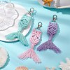 Handmade Macrame Cotton Threads Mermaid Tail Pendant Decoration HJEW-JM02626-1