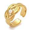 304 Stainless Steel Open Cuff Ring for Women RJEW-U015-07G-1