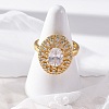 Brass Micro Pave Clear Cubic Zirconia Adjustable Rings for Women RJEW-C118-08G-3