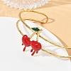 304 Stainless Steel Enamel Red Cherry Open Cuff Bangles for Women SA-CBA0444-02G-3